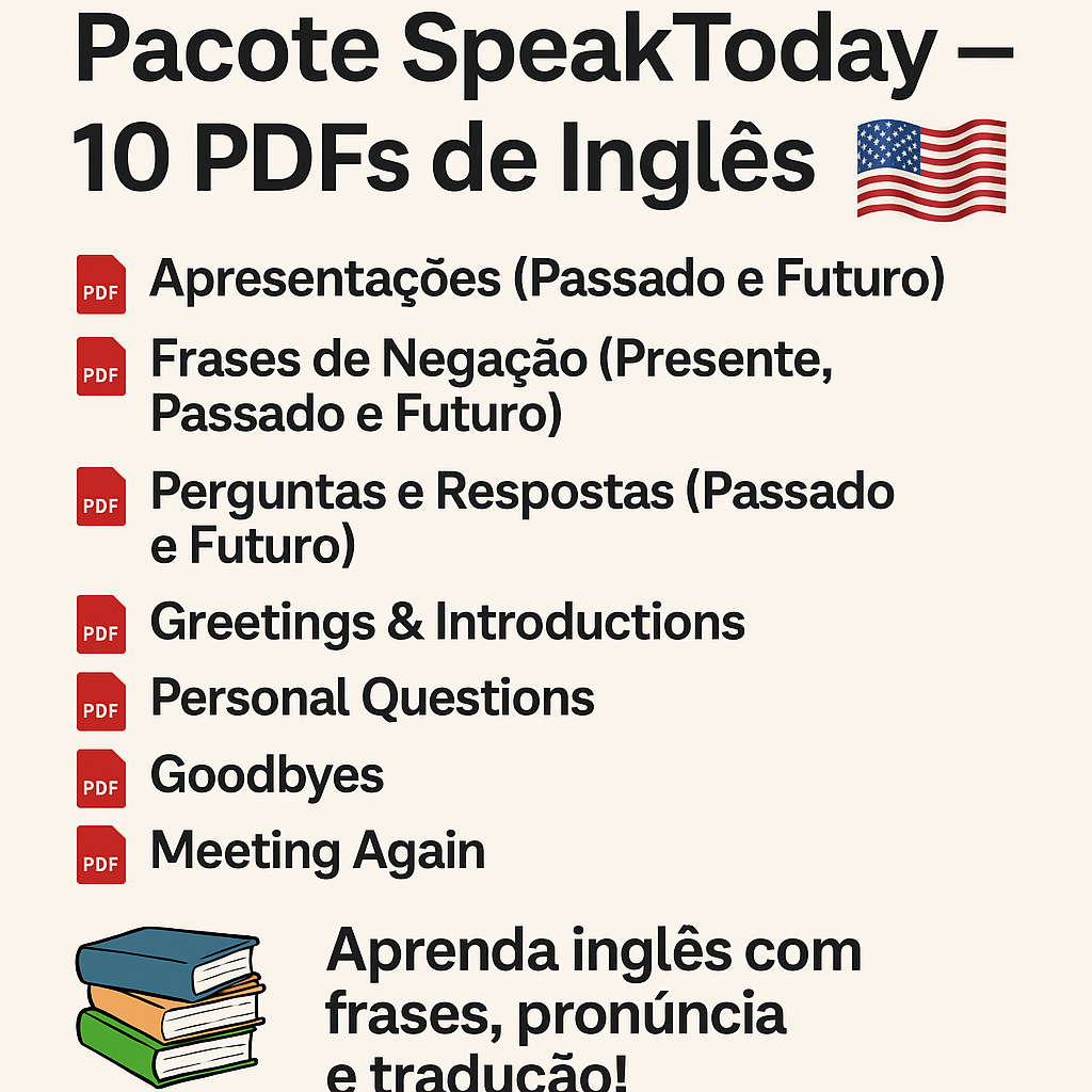 📘 Pacote SpeakToday – 10 PDFs de Inglês