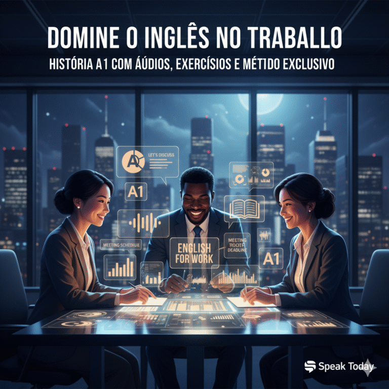 “Domine o Inglês no Trabalho: História A1 com Áudios, Exercícios e Método Exclusivo!