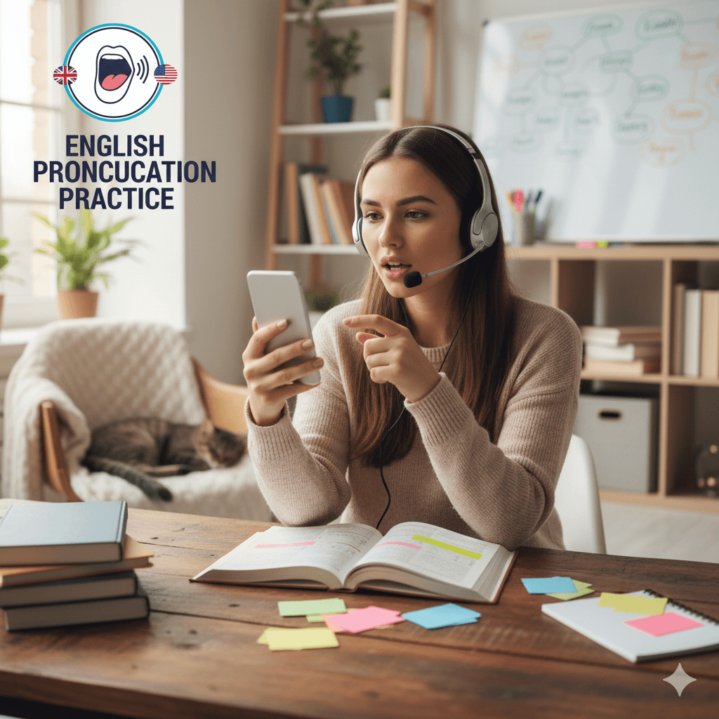 Estudante praticando conversação em inglês para fluência