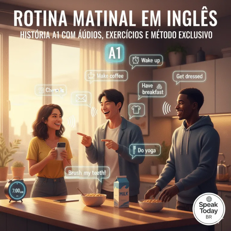 Fale sobre Sua Rotina Matinal em Inglês: História A1 com Áudios e Método Exclusivo!