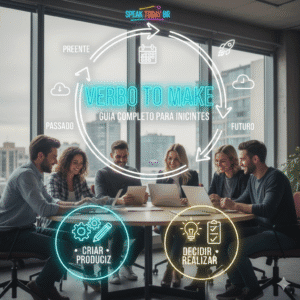 Domine o Verbo ‘Make’ em Inglês: Conjugação Completa no Presente, Passado e Futuro – Guia Prático com Exemplos e Diálogos para Iniciantes.