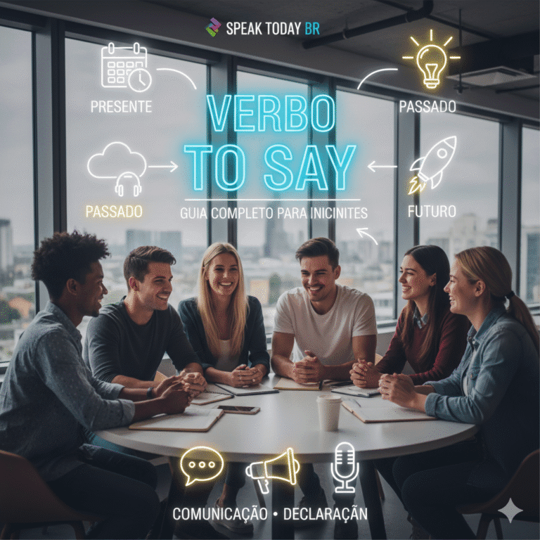 Domine o Verbo ‘Say’ em Inglês: Conjugação Completa no Presente, Passado e Futuro – Guia Prático com Exemplos e Diálogos para Iniciantes